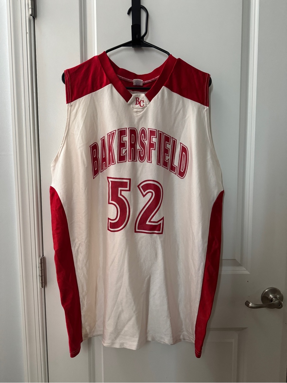 Russell Athletic Bakersfield Red and White Basketball Jersey #52